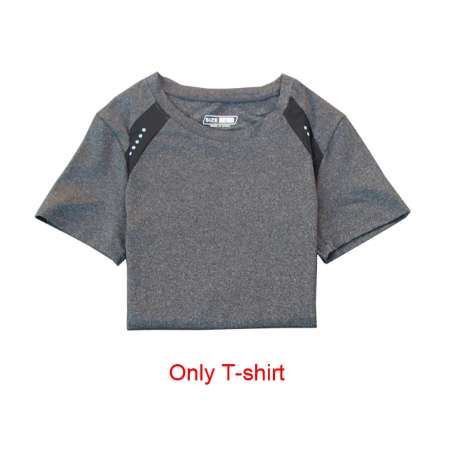 Женская одежда для тенниса, набор для йоги, одежда для бадминтона, футболка для фитнеса и бега+ штаны, Быстросохнущий Спортивный костюм для тренировок и бега - Цвет: Gray T-Shirt