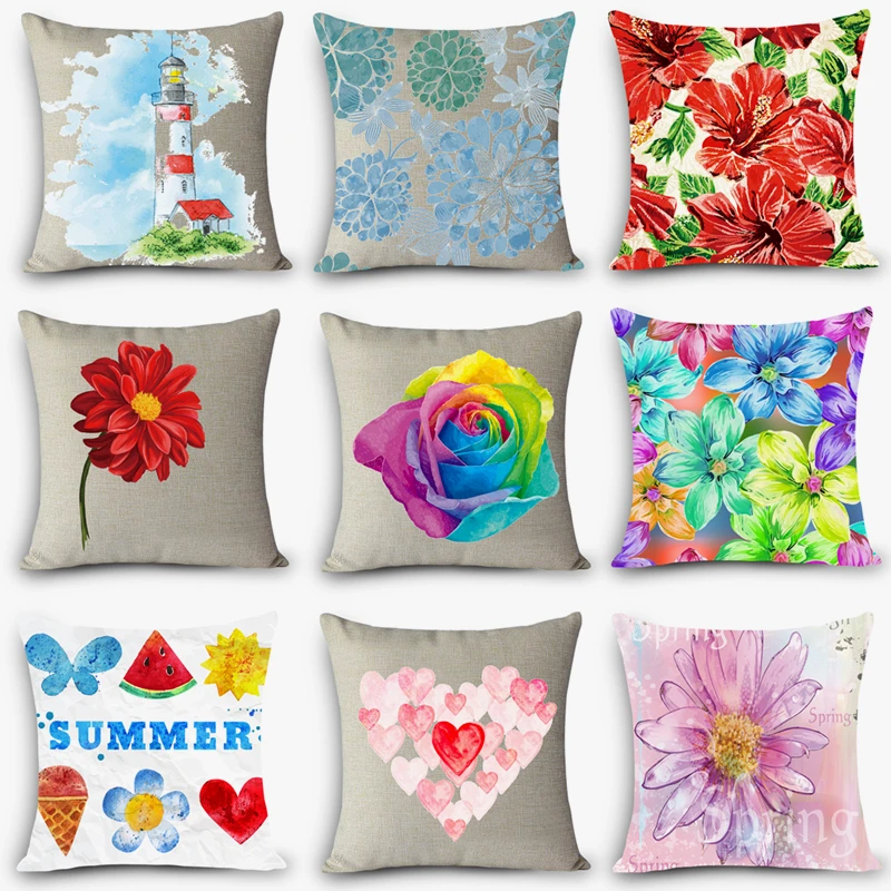 

Nordic Vintage home decorative pillows floral print flowers square 45x45cm pillow pillowcase for bed seat back cushion MYJ-I2