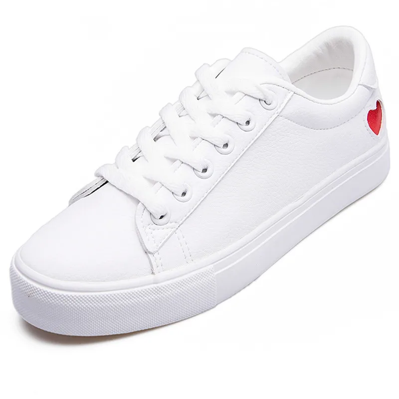 

New Spring Tenis Feminino Lace-up White Shoes Woman Pu Leather Solid Color Female Casual Women Sneakers Zapatos A00091