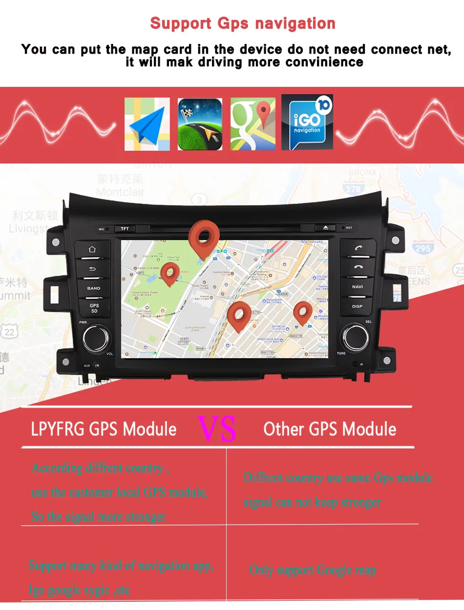 Perfect 8" IPS 1024*600 Screen Android 9.0 Car Stereo For Navara NP300 2014 15 16 2017 Auto Radio RDS GPS Navigation With dvd system 6