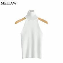 Осень Зима Женский свитер Повседневный высокий эластичный водолазка пуловеры сексуальный без рукавов женский полувер плюс размер