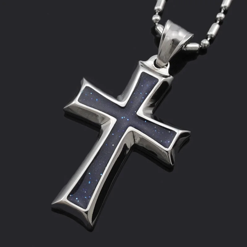 

ATGO Stainless Steel Cross Pendant & Necklace For Men/Women Chain Religious Starry Sky Suspension Jewelry BP1957