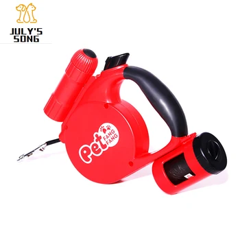 

4M LED Flashlight Dog Leash 3 in 1 Retractable ABS Automatic Pet Traction Rope with Garbage Bag Leads for Small Medium Large Dog