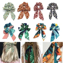 Распродажа Бохо цветочный принт конский хвост шарф бант эластичная лента для волос резинка для волос Ленточные резинки для волос