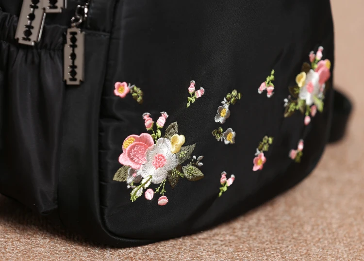 Винтажная вышивка холщовые рюкзаки женские сумки для колледжа для девочек-подростков женские путешествия черный рюкзак сумка на плечо Femme