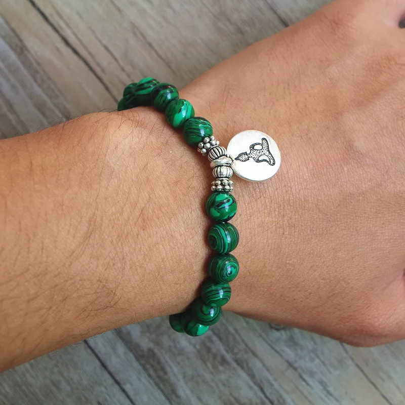 DIY Handmade Jewelry Malachite Beaded Bracelet Yoga Chakra Prayer Mala Buddha Bracelet Women Men Strand Charm Bracelet - Image 6