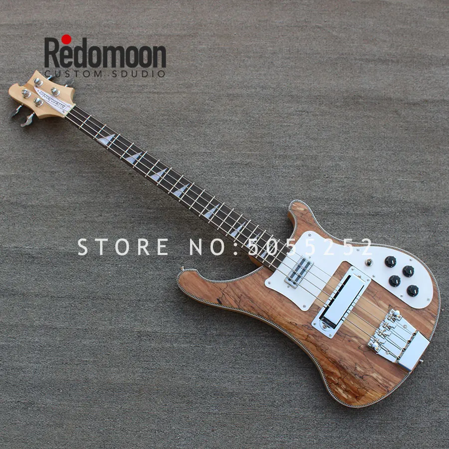 

Factory custom 4 strings Rickenback bass with spalted maple top Neck-thru body electric bass guitar musical instrument shop