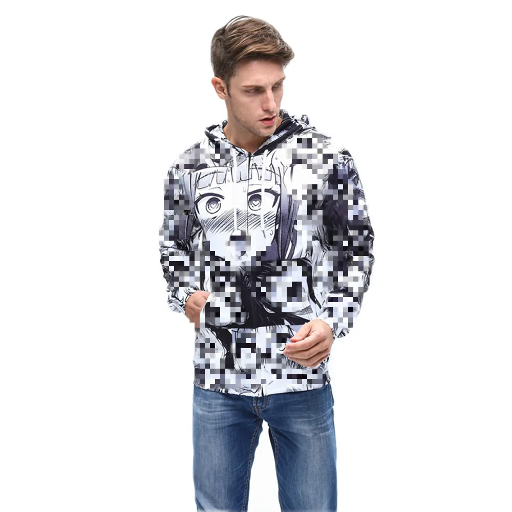 Anime Ahegao Face Hentai Manga Men's 3D Zip Up Hoodie Sweatshirt Pullover Jumper Anime Ahegao Face Hentai Manga Men's 3D Zip Up Hoodie Sweatshirt Pullover Jumper
