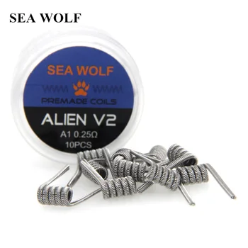 

SEA WOLF 10pcs Prebuilt Coil Alien V2 Premade Coils A1 For RDA RTA Atomizer DIY Coil High Density Heating Coil Wire Vape