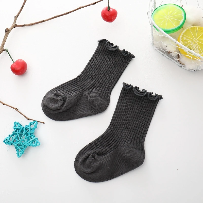 5 Unisex 0-7 Years Kids Socks Cute Solid Color Boys Girls Cotton Socks Children Non Slip Pure Cotton Breathable Socks Multi Color