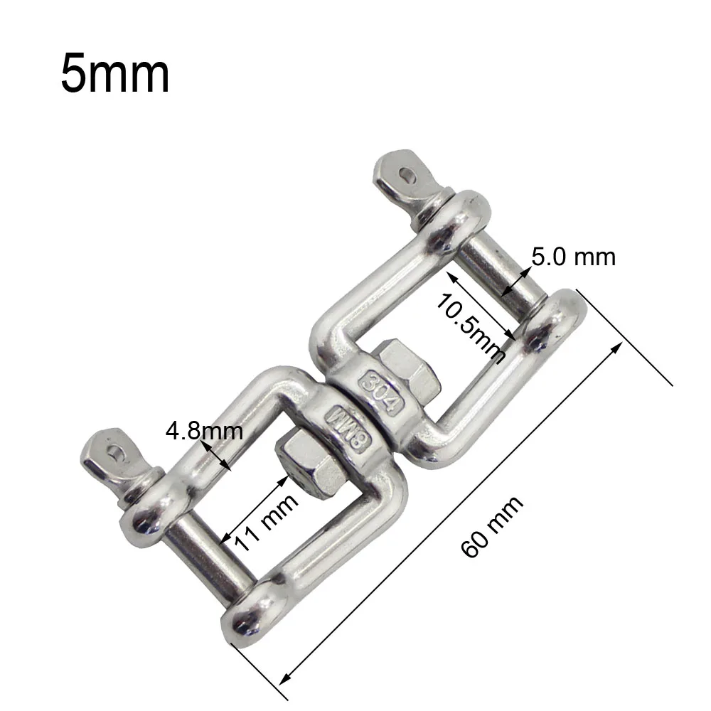 Marine Stainless Steel Anchor Chain Connector Swivel Jaw Double Shackle