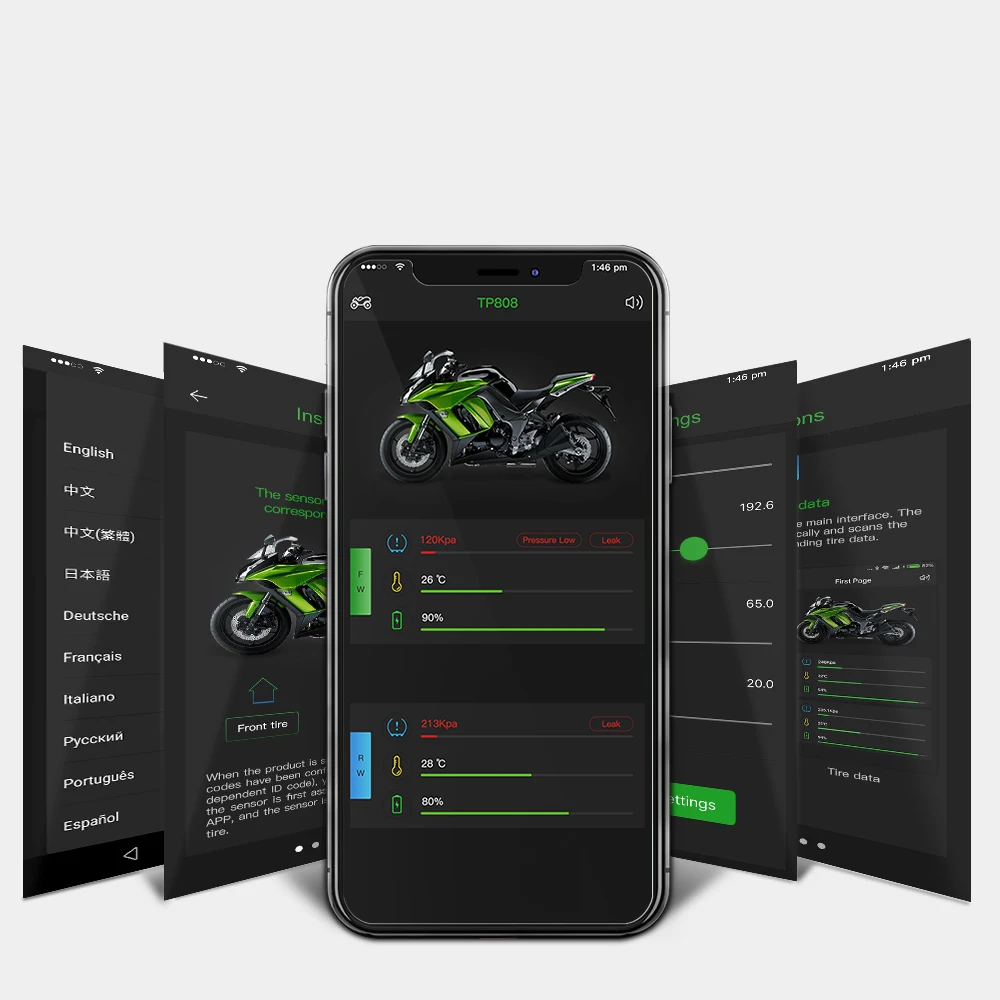 Водонепроницаемый TPMS мотоциклетный измеритель TP808 монитор давления в шинах Bluetooth датчик температуры колеса сигнализация Инструменты для ремонта автомобилей