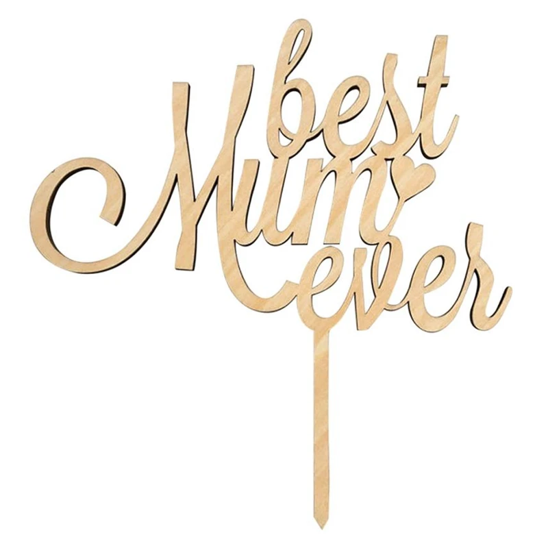 2018 New Creative Mother's Day Wooden MOM Cake Toppers Sticks Cake Picks Cake Decoration Easy operation Hot C0402#30            03
