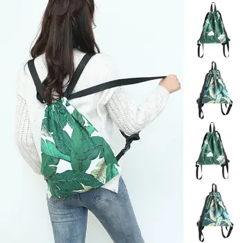 

green mochila escolar bag Fashion Printed Canvas Backpack Drawstring Student bag Portable Backpack Dropship T723