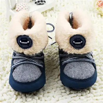 

Toddler 0-18Months Baby Boy Winter Warm Snow Boots Lace Up Soft Sole Shoes Infant Kids