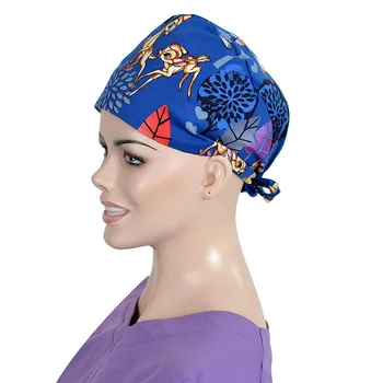 

Deer Surgical Scrub Caps Medical Work Hat 100% Cotton Adjustable for Women and Men Soft Dental Clinical Nursing Caps Hats