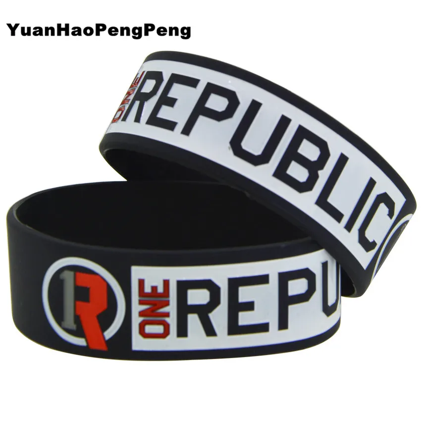 25pcs/lot One Republic Silicone Colour Ink Filled Bracelet Wristband