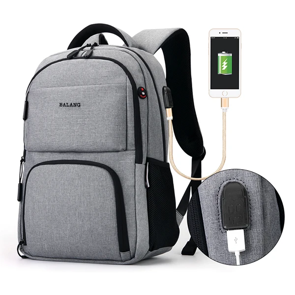 Бренд BALANG, новинка, мужские рюкзаки для ноутбука, женские рюкзаки большой емкости для компьютера, водонепроницаемые школьные сумки, рюкзаки для подростков - Цвет: light gray