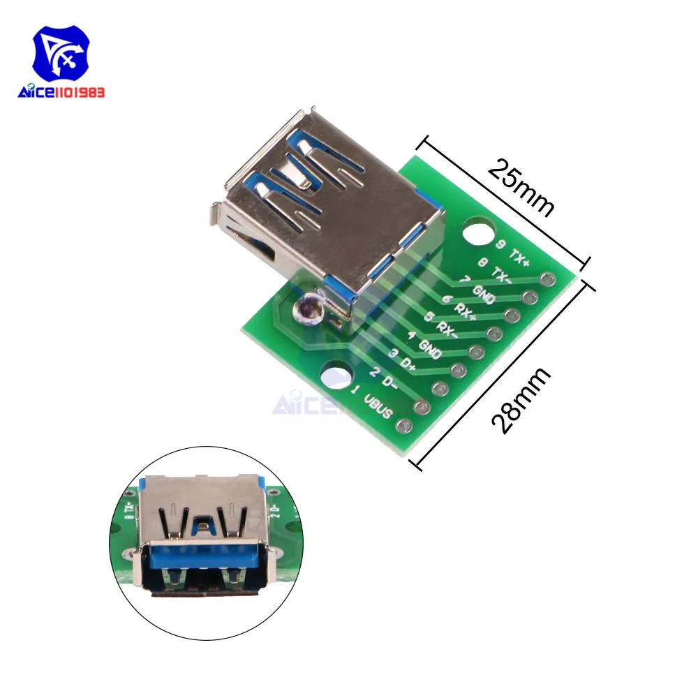 Micro/Mini USB/USB A папа/USB 2,0/3,0 A мама/USB B интерфейс до 2,54 мм DIP PCB конвертер адаптер коммутационная плата