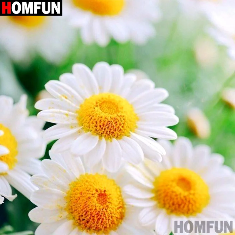 Алмазная живопись HOMFUN A16843 алмазная 5D Вышивка цветы ромашки полное покрытие
