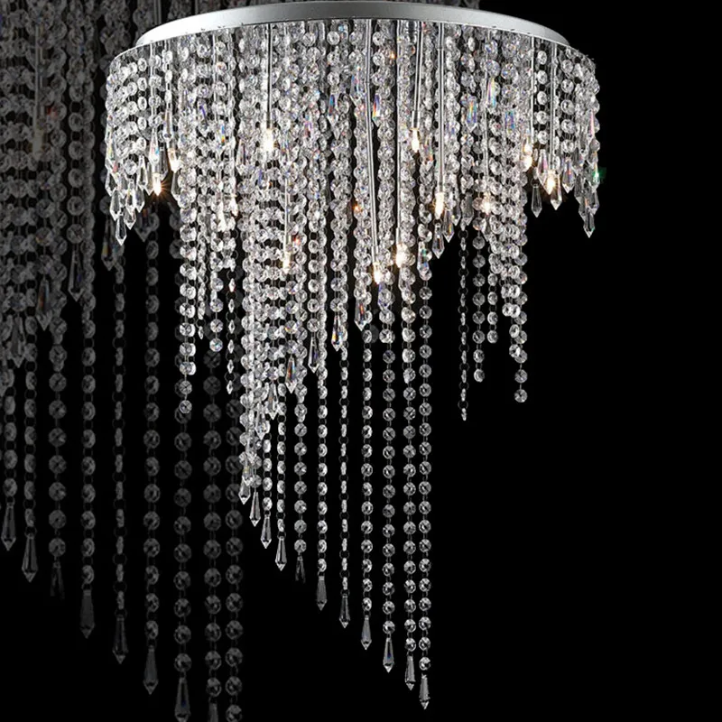 

Milan style Full Crystal ceiling fixtures Chandeliers G4 Led Bulbs Contemporary spiral bar light for dining room Kitchen lamp