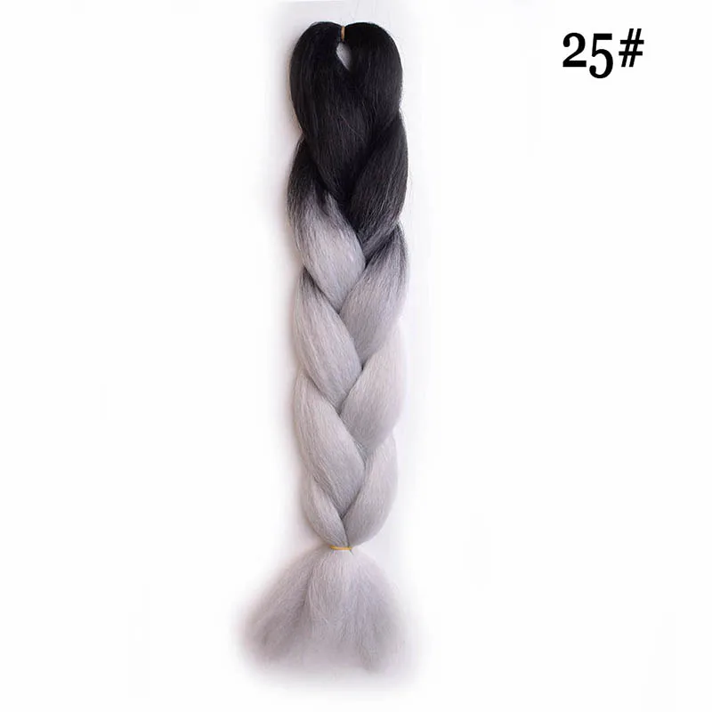 JUNSI, длинные, 23 дюйма, Ombre, синтетические, Jumbo, косички, вязанные волосы, золотой, розовый, серый, Pruiken, косы для наращивания волос для женщин - Цвет: 25