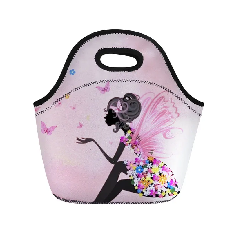 

THIKIN Butterfly Cute Girl Portable Thermal Lunch Bag for Women Travel Leisure Storage Pouch Neoprene Insulated Thermal LunchBox