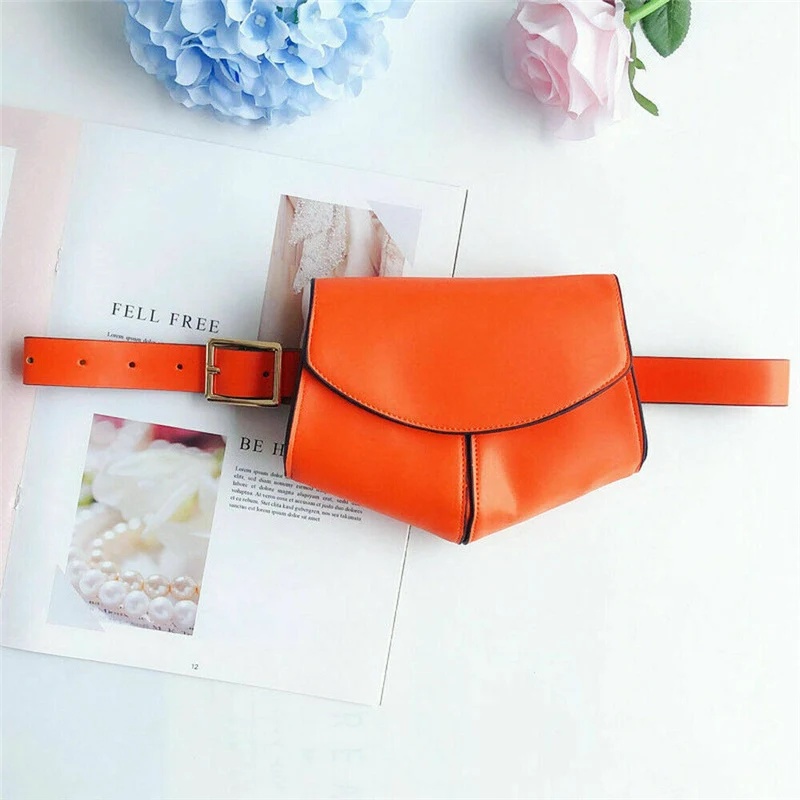 

2019 Womens Waist Bag Fanny Pack PU Bag Belt Purse Small Purse Phone Key Pouch Orange Black Snake skin Waist Packs