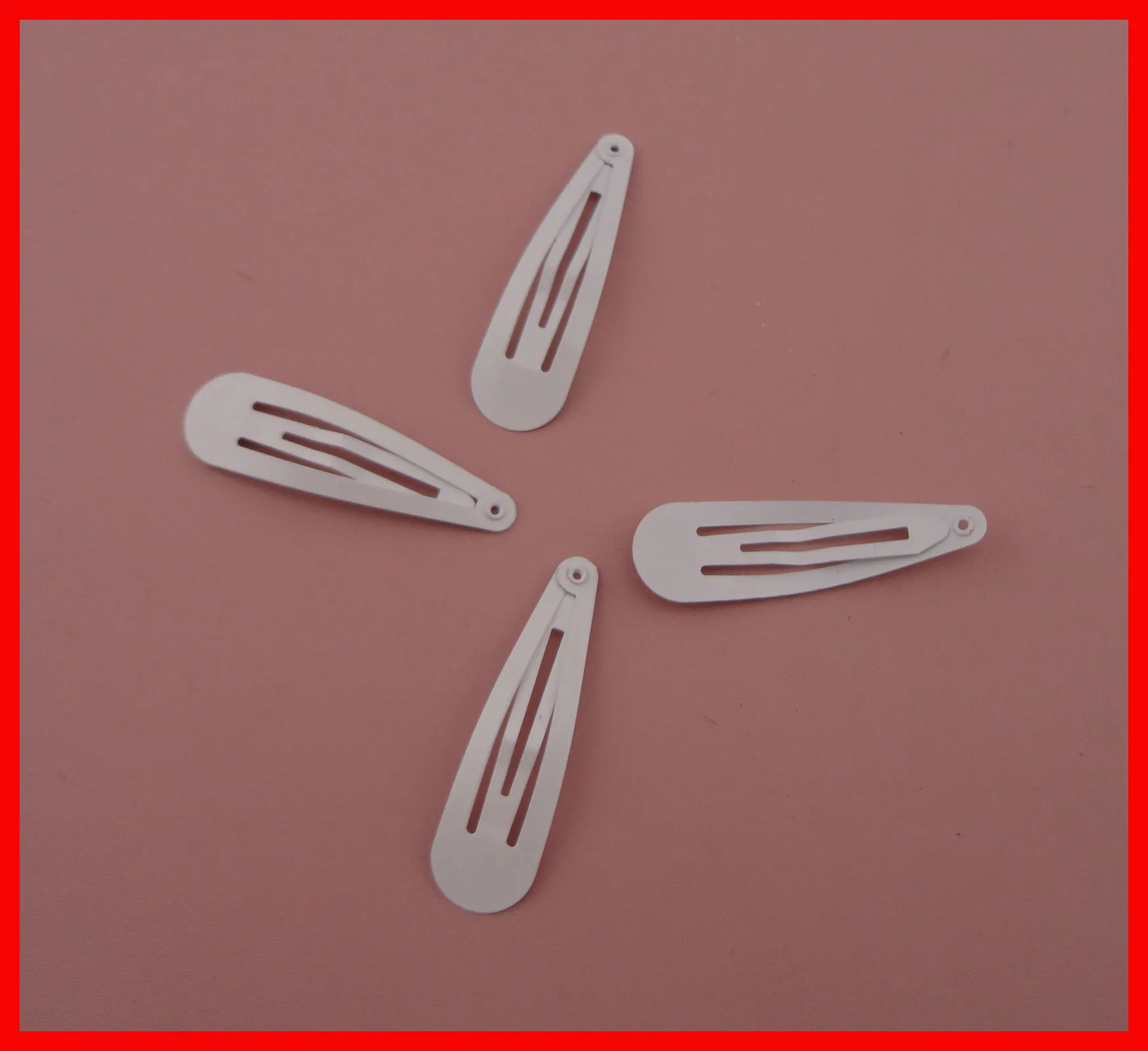 

100PCS White 5.0cm 2.0" Plain Tear Drop Metal Snap Clips kids hair barrettes no Hole at nickle free and lead free,wholesales