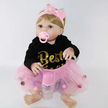 

Realtouch 22inch Reborn full Silicone Lifelike Bonecas Baby adorable princess bathe toddlers doll reborn toys dolls babies toy