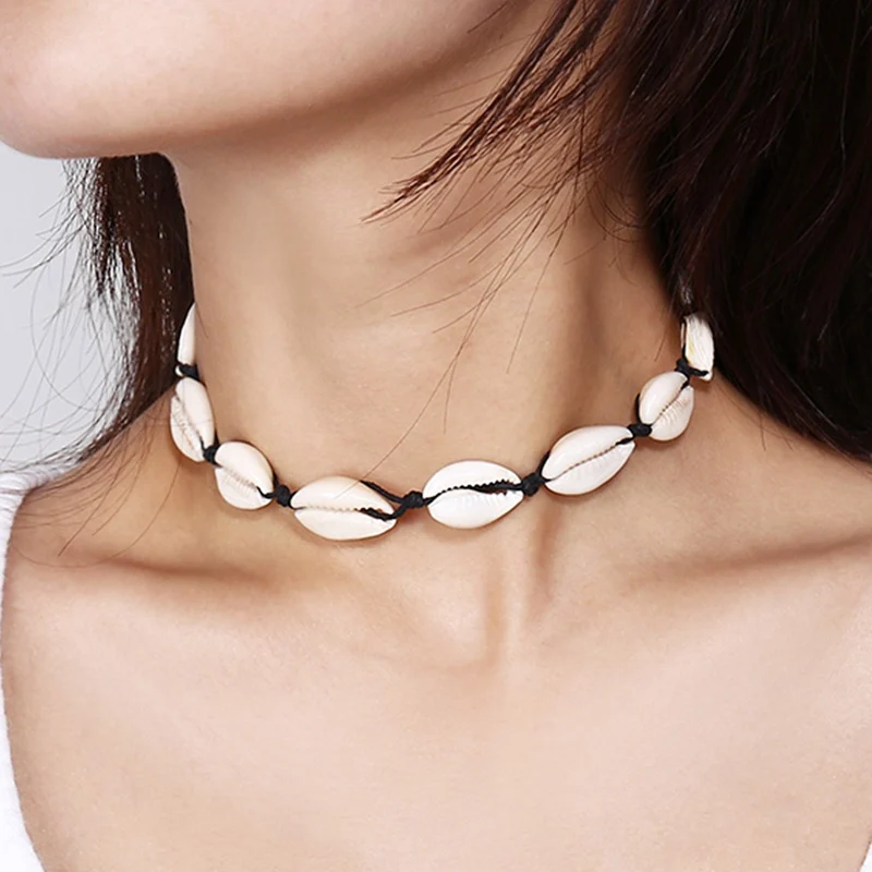 

1Pcs New Boho Sea Shell Choker Necklace Women Natural Shell Jewellery Chocker Simple Neckless For Girls