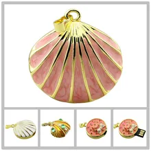 100% Real capacity crystal Shell pendant diamond flash usb flash drives usb stick 64GB Necklace Pendrive 8g 16gb 32g 128g