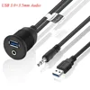 Bochara USB Flush Mount Panel USB 2.0 USB 3.0 3.5mm Extension Dashboard Cable For Car Motorcycle ► Photo 3/6