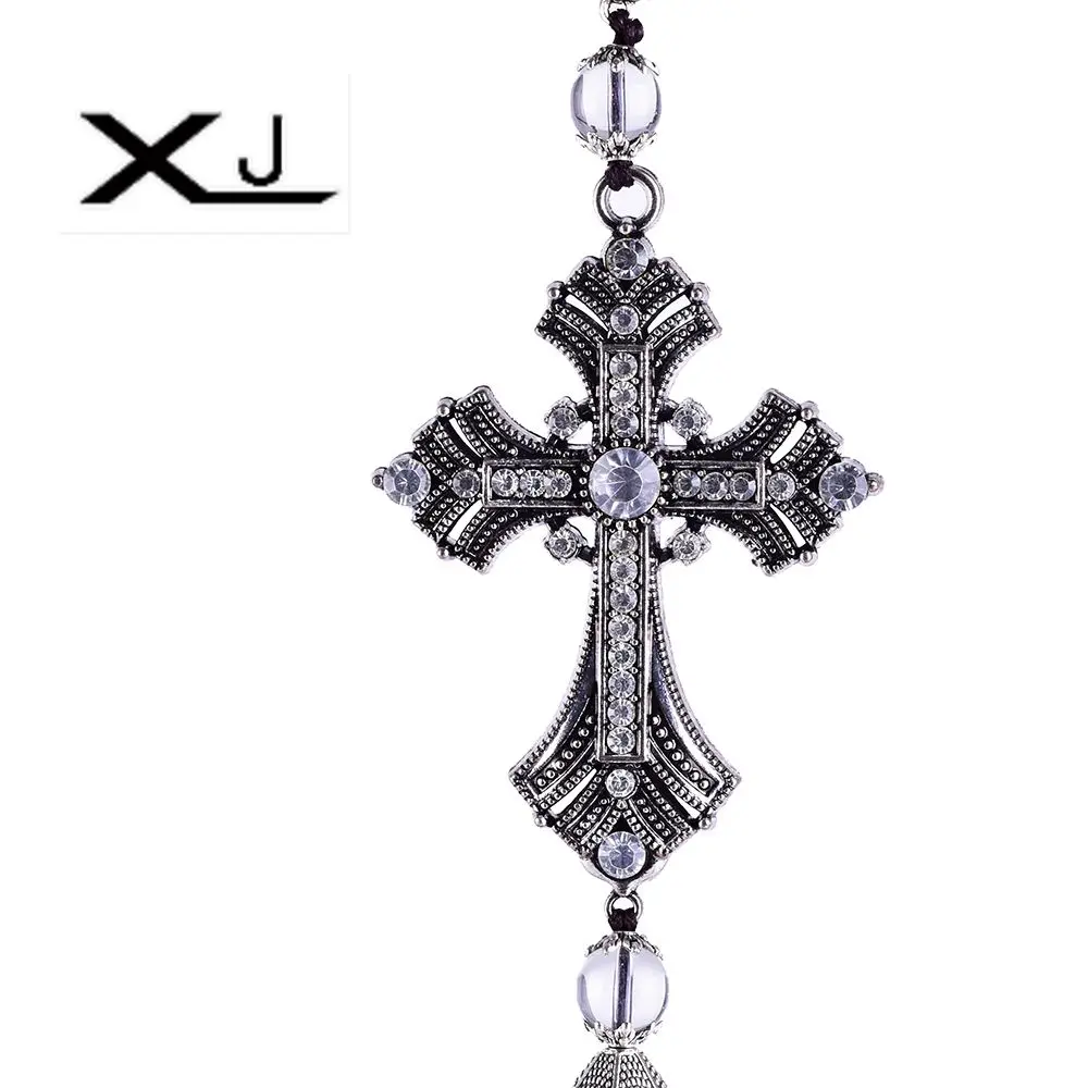 

XIN JIAO Black zinc alloy cross with Tassel Necklace Pendant Women Men Pendants Crafts Diy For Jewelry Makin