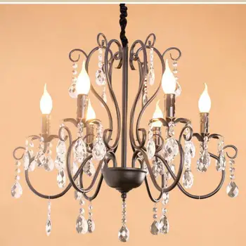 

Kitchen black antique iron Chandelier for Restaurant Bedroom Living Room suspension Lamp American Village Candle lustre lighting