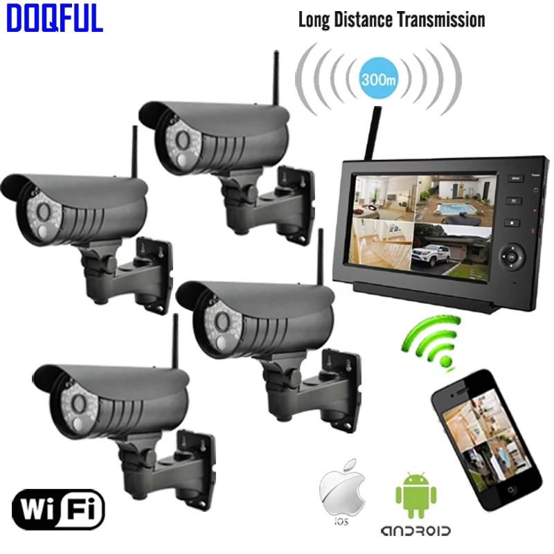 7 Monitor 2.4Ghz Digital Wireless CCTV Security Kit Built-in Li Battery SD Recording Surveillance Camera de Seguranca Via Phone