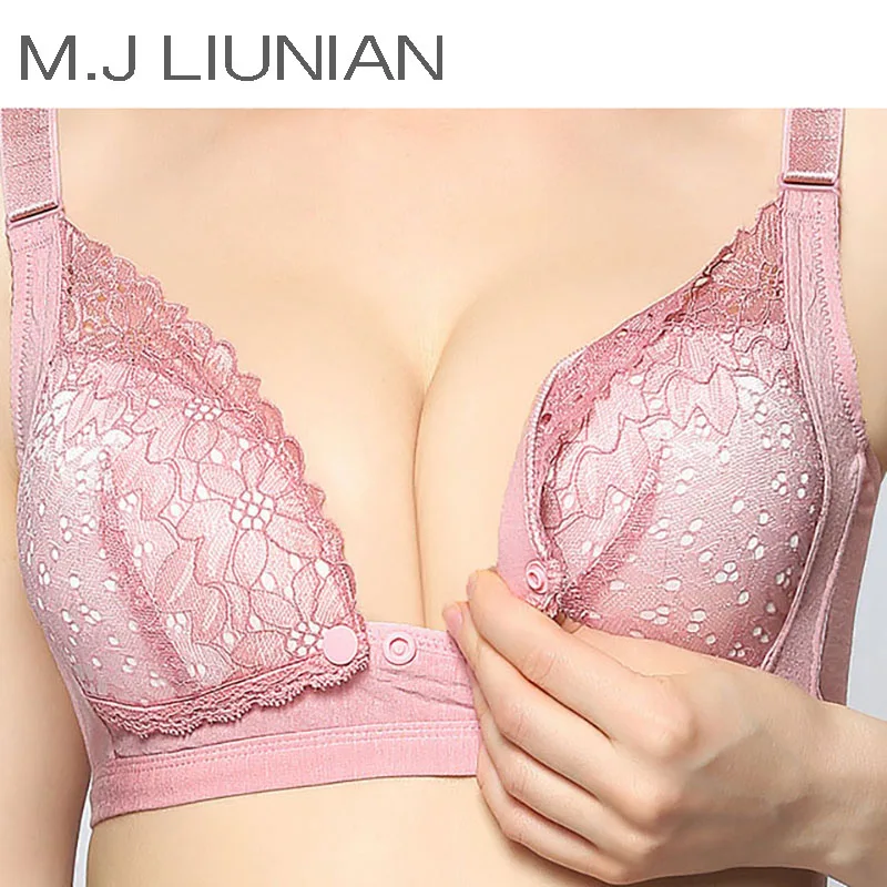 

Breastfeeding Bra breathable Lace front open buckle lactation bra pregnant woman underwear feeding bras M.J LIUNIAN