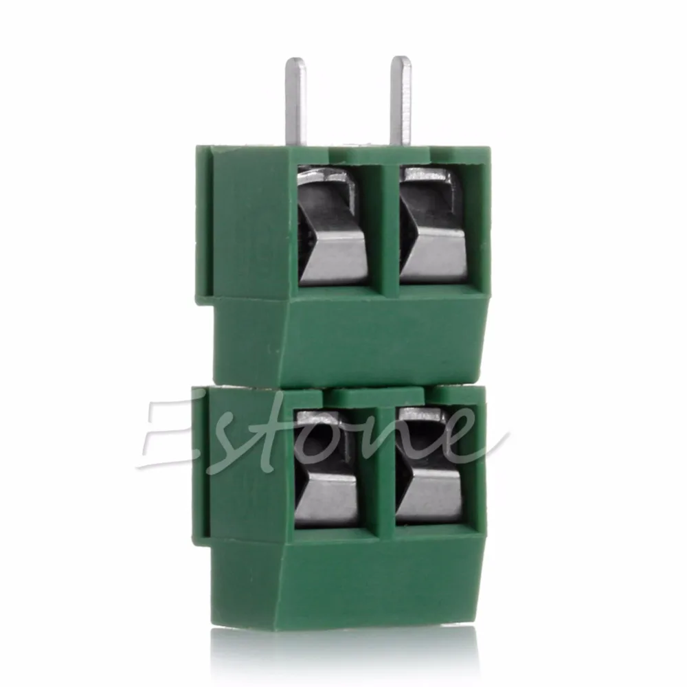 

2pcs 300V 10A 2P Male PCB Screw Terminal Block Connector 5mm Green Pitch