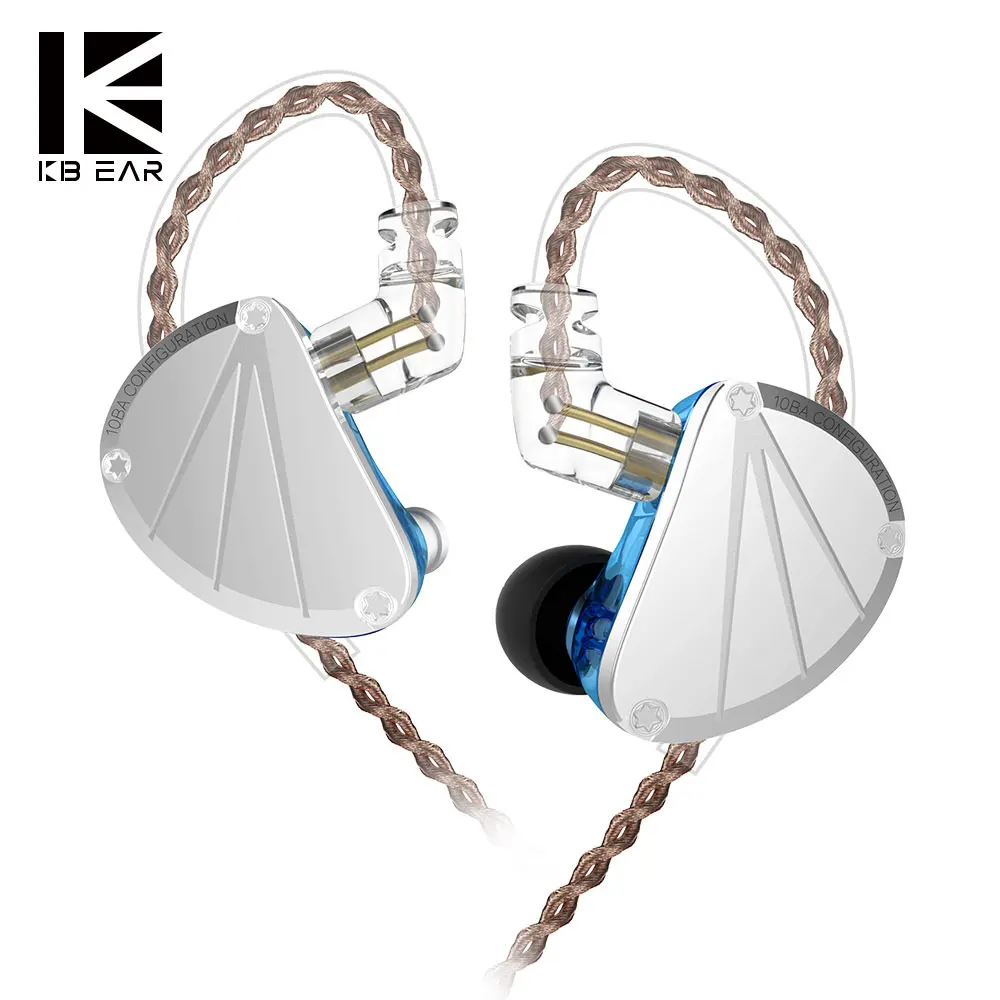 KBEAR KB10 наушники 5 сбалансированных арматурных драйвер в ухо наушники HIFI монитор с басом наушники 2PIN кабель KZ AS10 AS16 ZS10