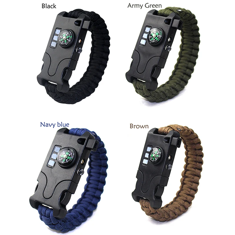 7 في 1 بقاء Paracord سوار متعددة الوظائف الليزر مضيا سوار اليد المنسوجة الأشعة تحت الحمراء للتخييم معدات أداة