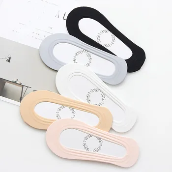 

5 color ice silk boat socks female cotton shallow mouth invisible foot socks summer thin section silicone non-slip lace summer