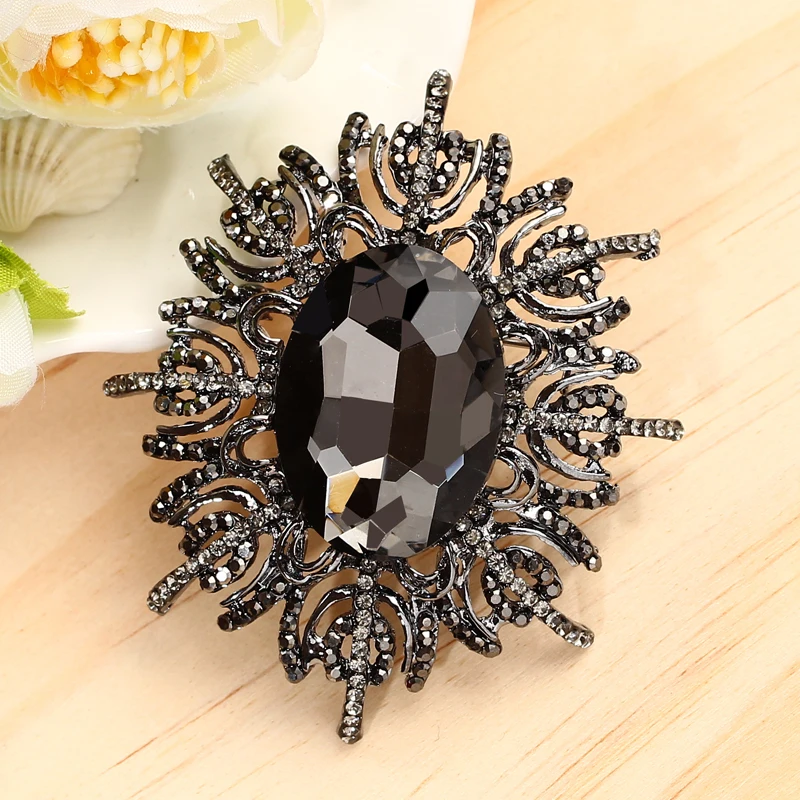 

retro black rhinestone crystal brooches pins wedding banque corsage elegant brooch pin for women gifts