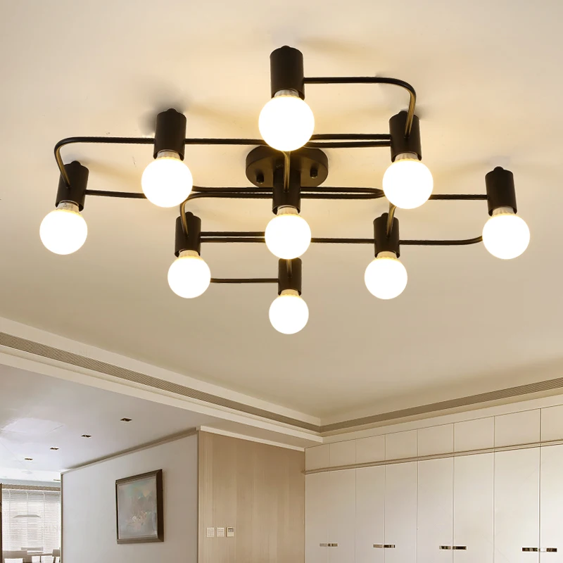 

vintage ceiling lights 8 heads retro industrial lamparas de techo restaurant loft modern ceiling lamp bar cafe dining room light