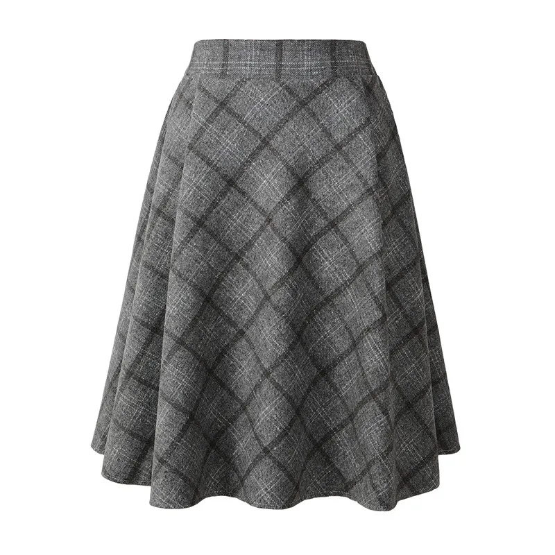Шерстяные школьные клетчатые женские юбки до колена в английском стиле, шерстяные зимние юбки в шотландскую клетку с высокой талией, Saia S1921