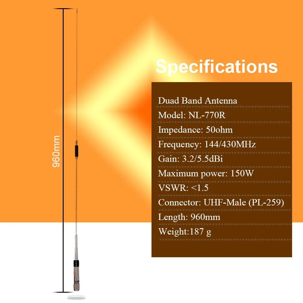 Антенна NAGOYA NL-770R антенна Dual Band Mobile Radio NL770R для KT-8900 KT-8900D KT-980plus KT-780Plus TH-7800 TH-8600 BJ-218 BJ-318