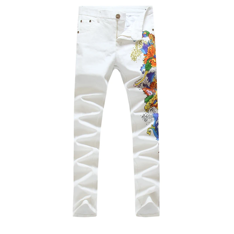 

New arrivals fashion printed men denim jeans pants skinny casual cotton biker jeans trousers 29-38 JP762