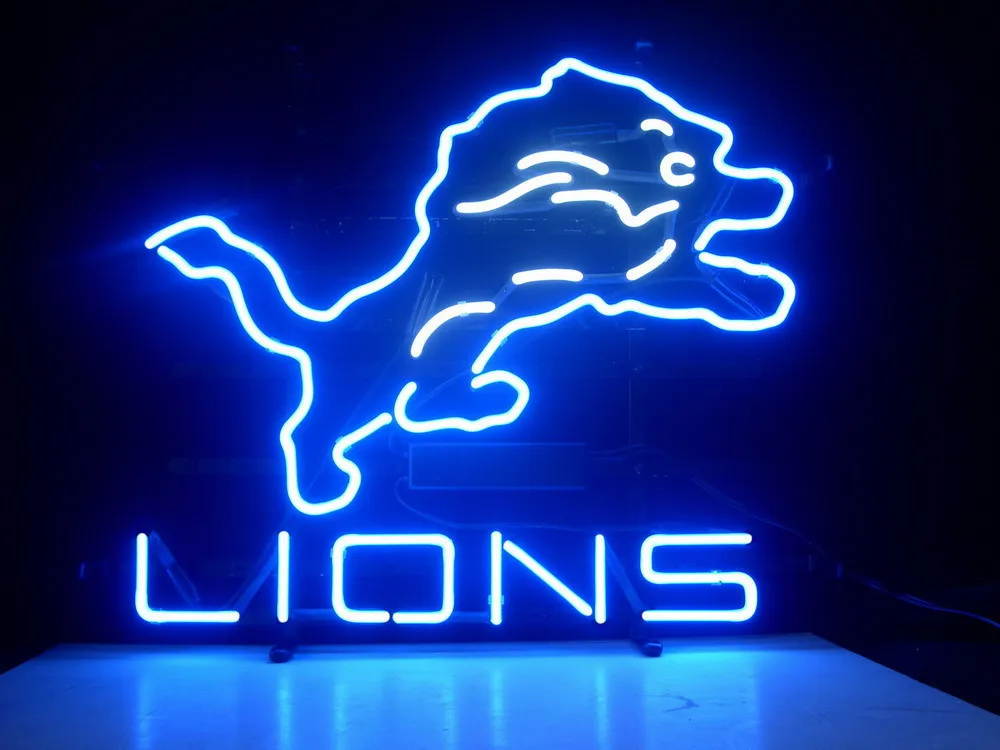 Custom Business NEON SIGN board For LED DETROIT LIONS REAL GLASS Tube