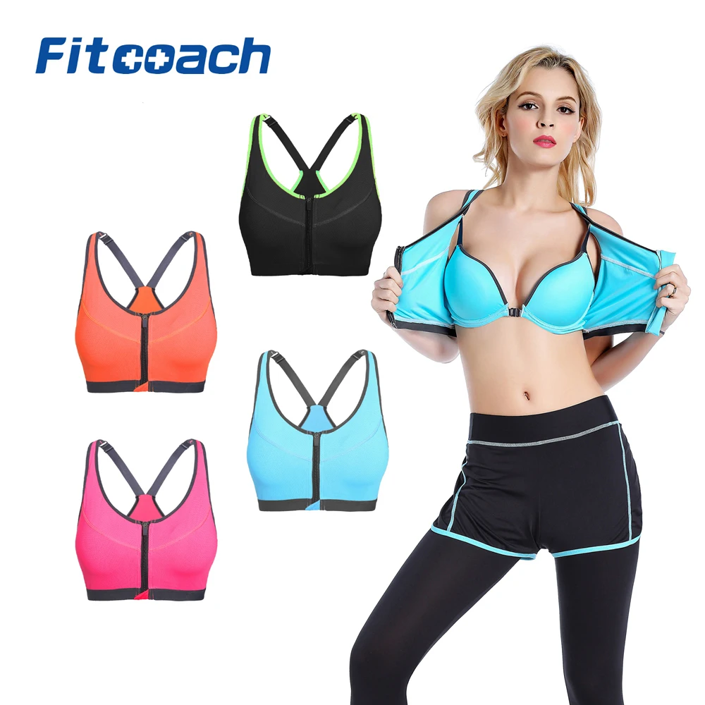 

Encounter Women's Strech Removable Front Zipped Comfort Sports Bra