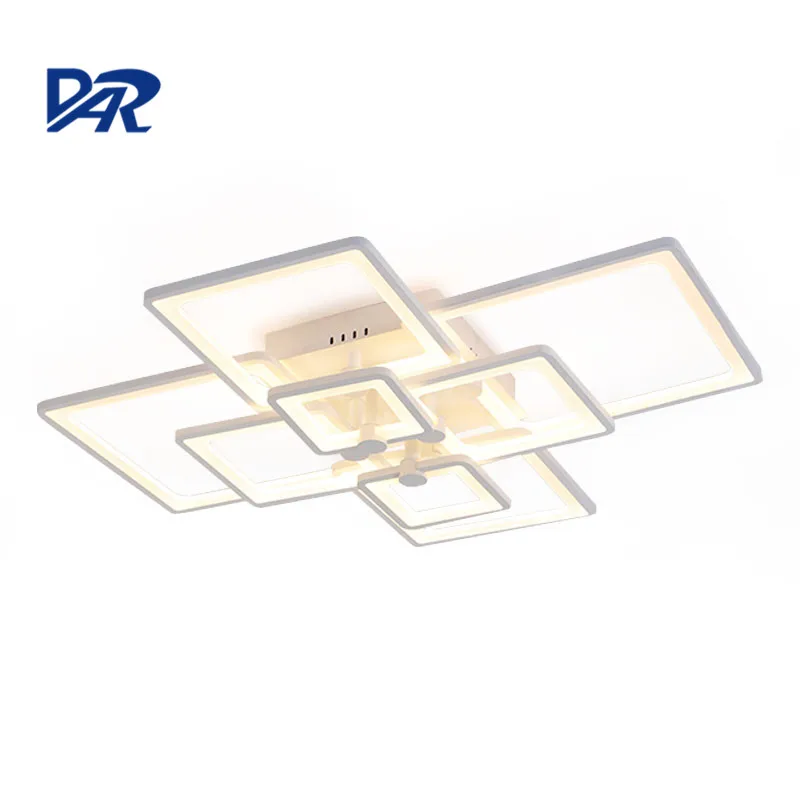 

DAR Rectangle Acrylic Modern Led Ceiling Chandeliers For Living Dining Room White Color Home Lighting Fixtures luminaria de teto