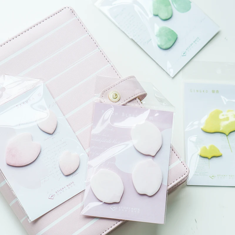 Dokibook Creative Flower And Leaves Ginkgo Memo Pad Sticky Notes Post